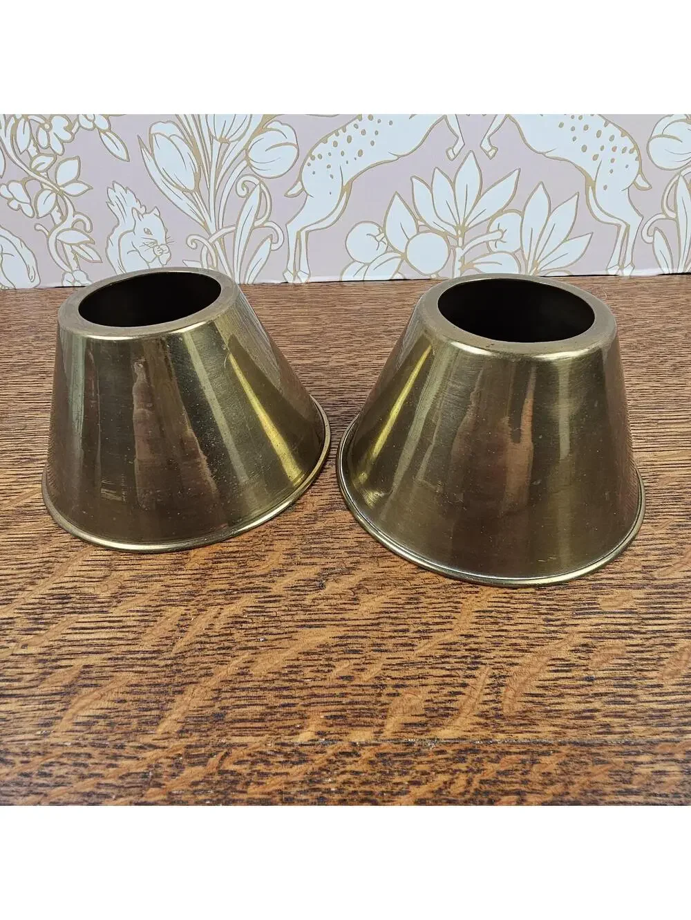 Vintage Spun Brass Cone Lamp Shades, Mid-Century Modern Light Replacement Parts